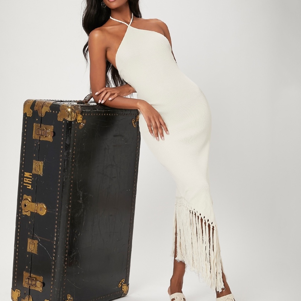 Cream Fringe Dress